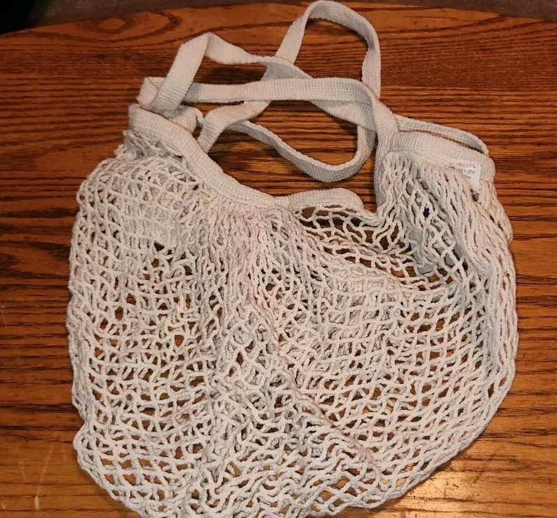 NWT Euro Tote 100% Cotton String Mesh Sports Beach Shopping Tan
