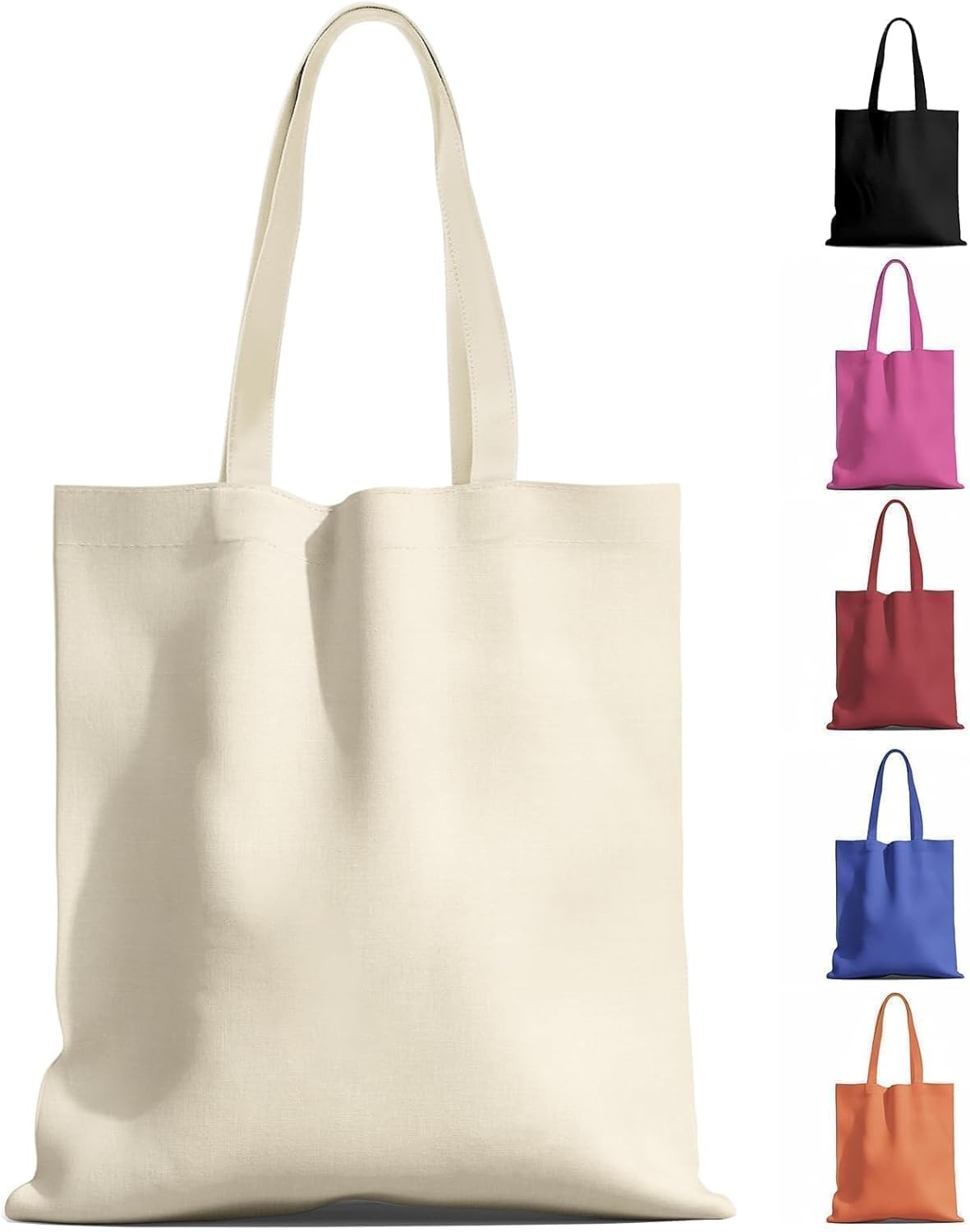 1Pc Natural Canvas Reusable Tote Bag with Handle for Shopping DIY Gift
