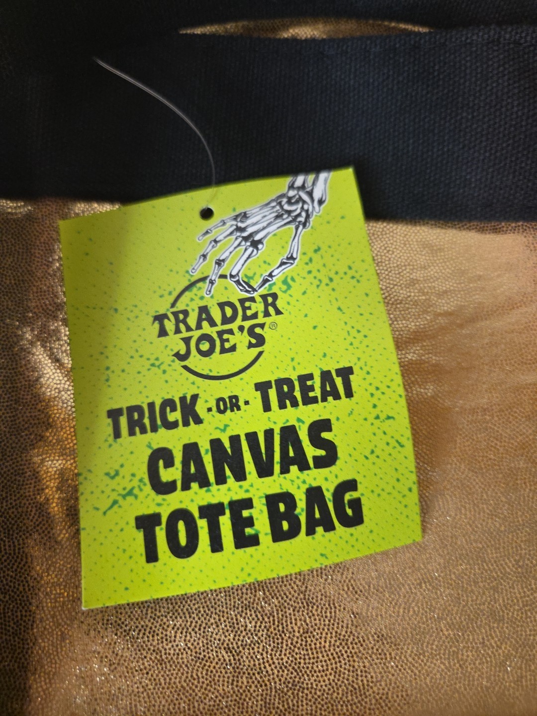 Trader Joes Canvas Halloween Mini Tote. Limited Edition. Black orange
