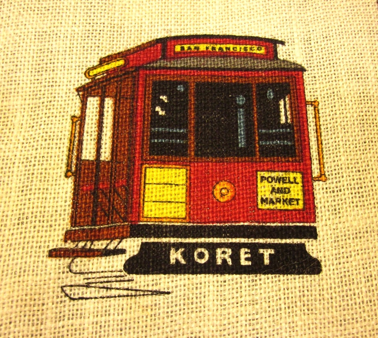 SAN FRANCISCO trolly Koret shopping tote bag Powell & Market cable car