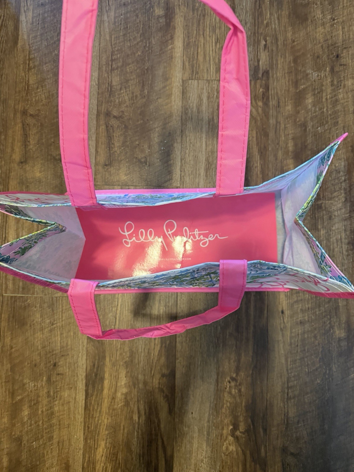 Lilly Pulitzer Reusable Tote Shopping Bag 15” X 11” X 7 Palm Beach Breakers Pink