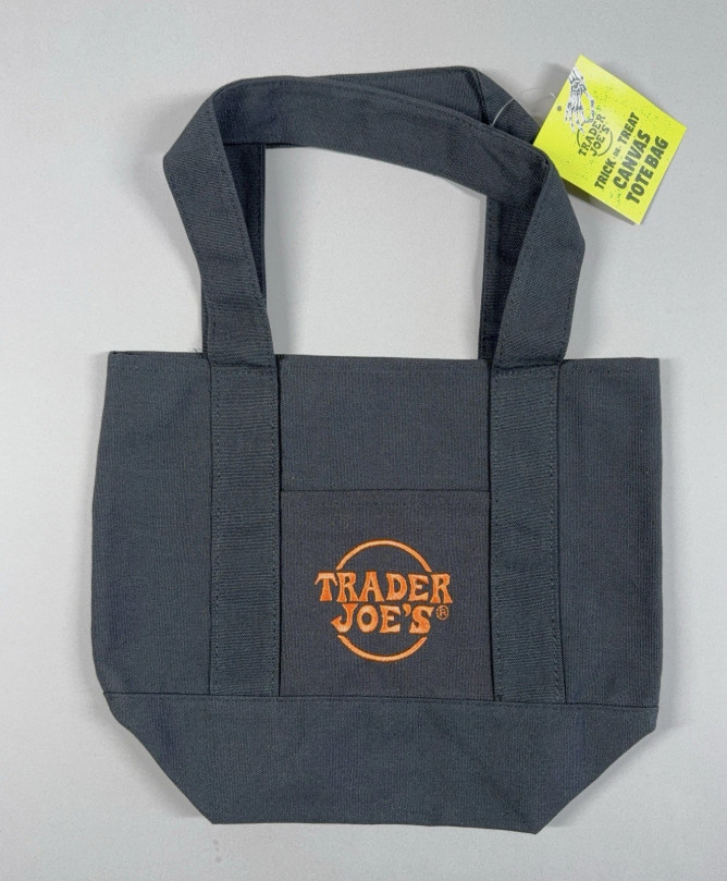 Trader Joe’s Mini Trick or Treat Halloween Black Canvas Tote Bag 81415 (S17