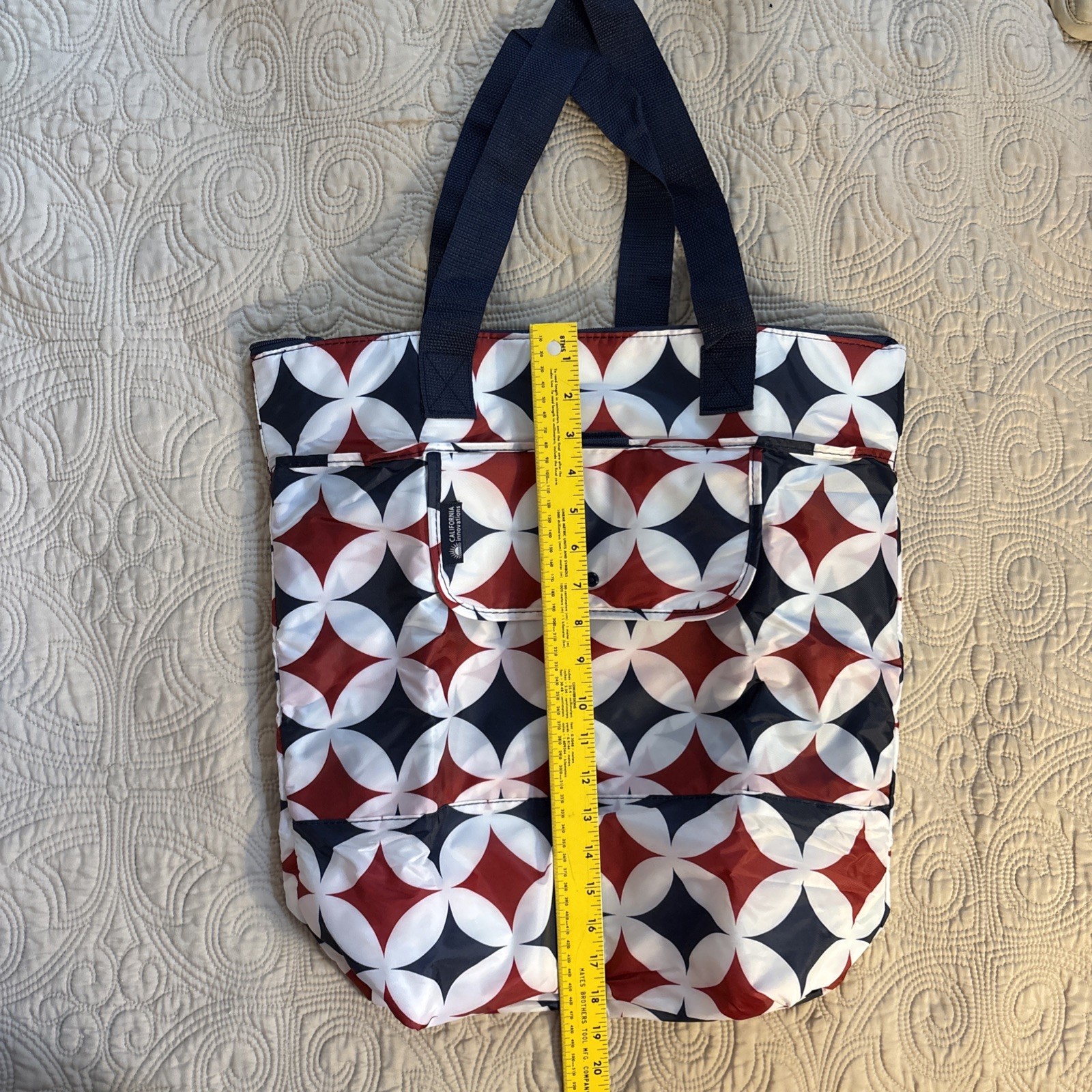 California Innovations Insulated Market Tote Red White Blue 18.5×6.2×17.9″ NIB