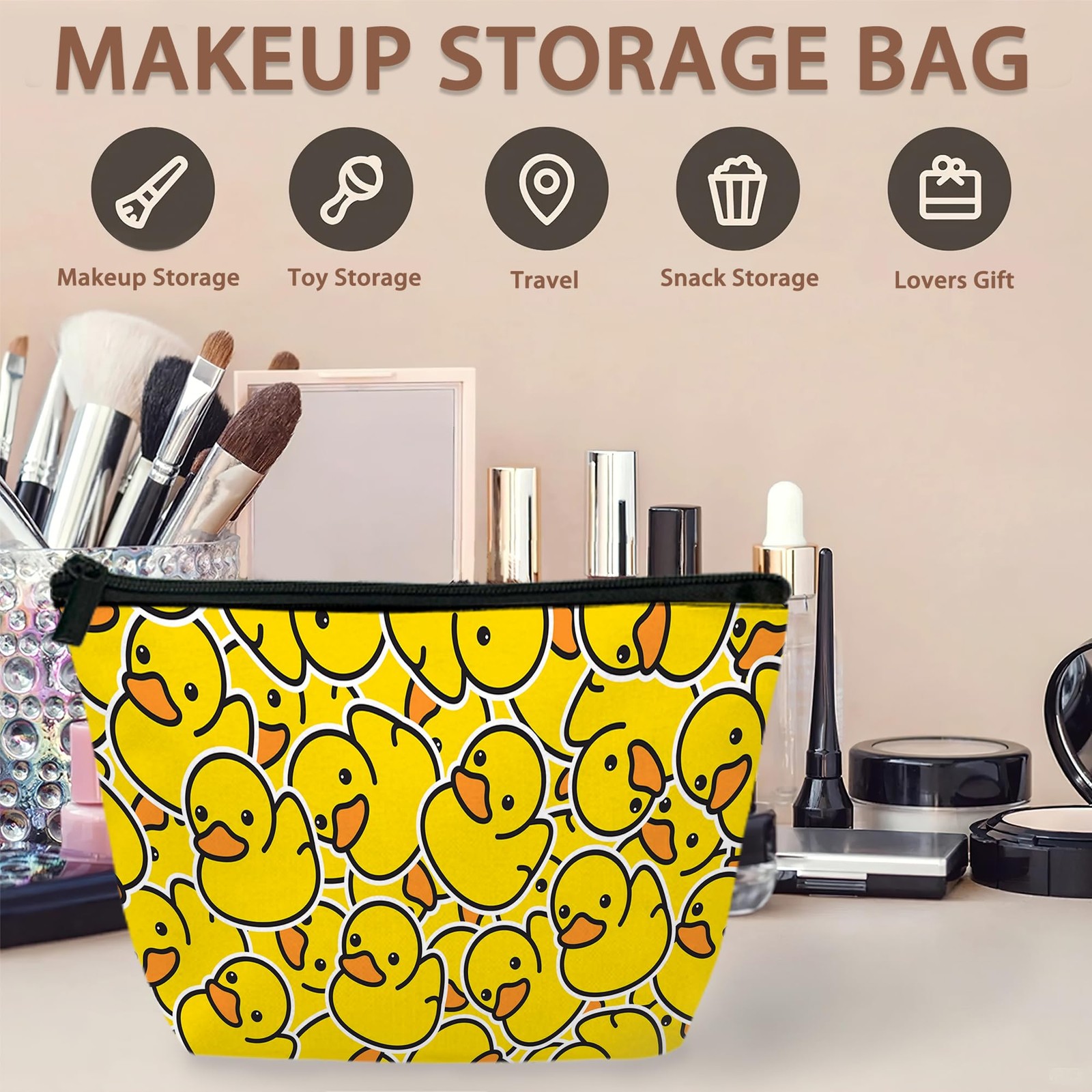 Duck Makeup Bag Cartoon Yellow Cosmetic Bags for