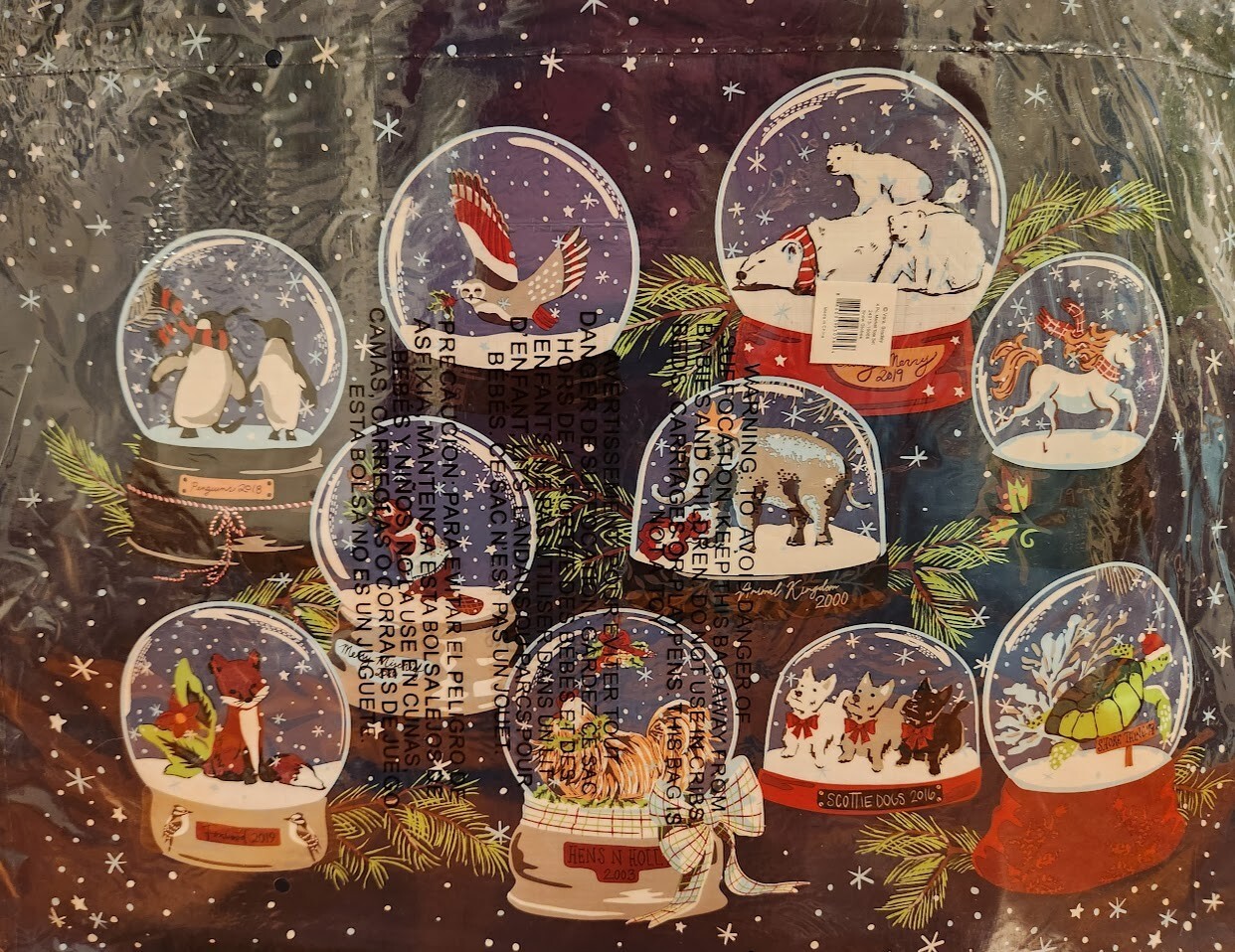 Vera Bradley SNOW GLOBES 4 Piece Various Sizes Holiday Christmas Gift Totes NWT