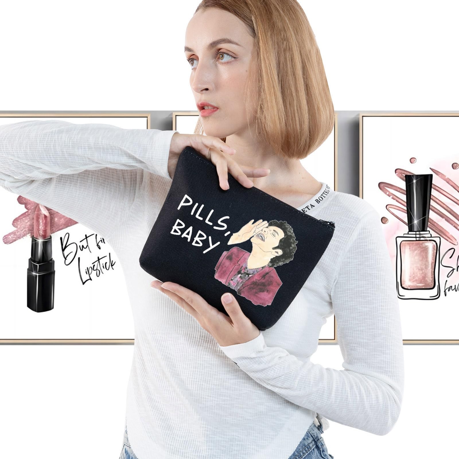 G2TUP John Raffio Travel Cosmetic Bag Leslie & Tom Fans Gift Pills Baby BL MG