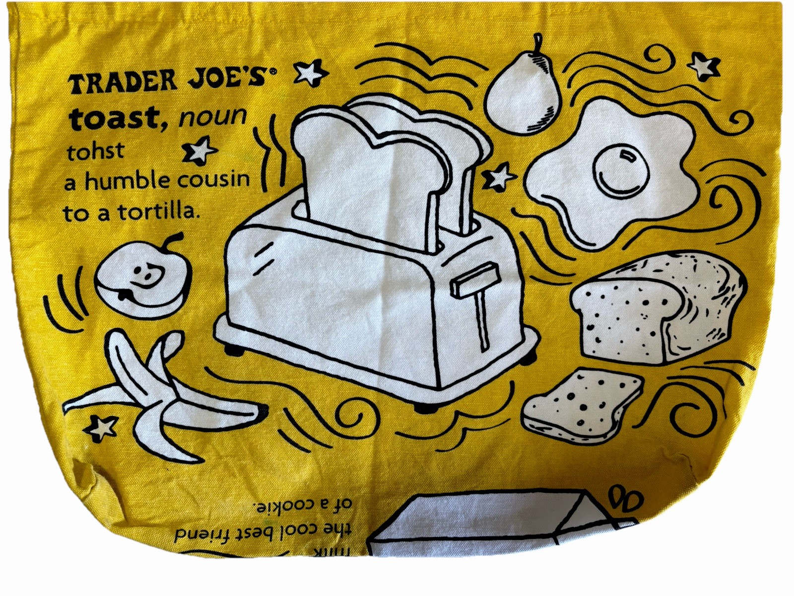 Trader Joes Reusable Canvas Shopping Tote Bag Breakfast Waffles Coffee Toast USA