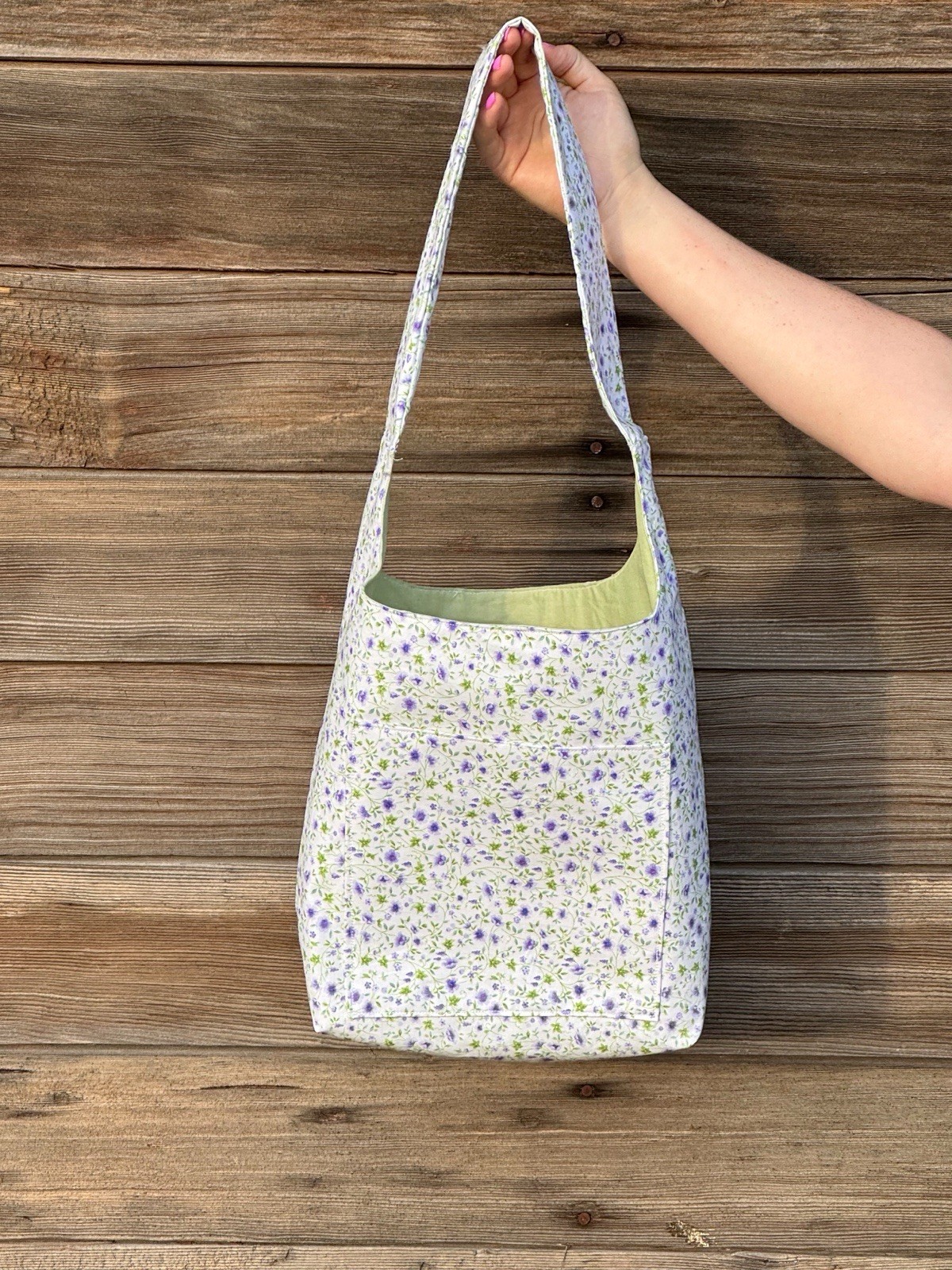 Handmade Floral Cotton Medium Tote, Reusable Shopping Bag Multicolor