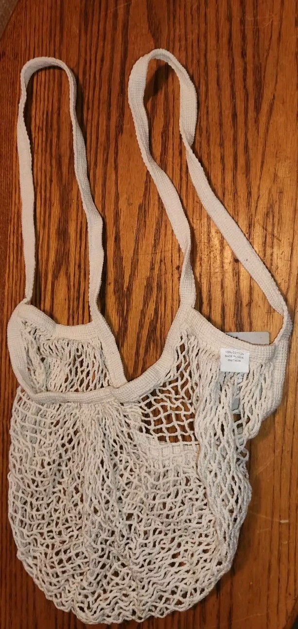 NWT Euro Tote 100% Cotton String Mesh Sports Beach Shopping Tan