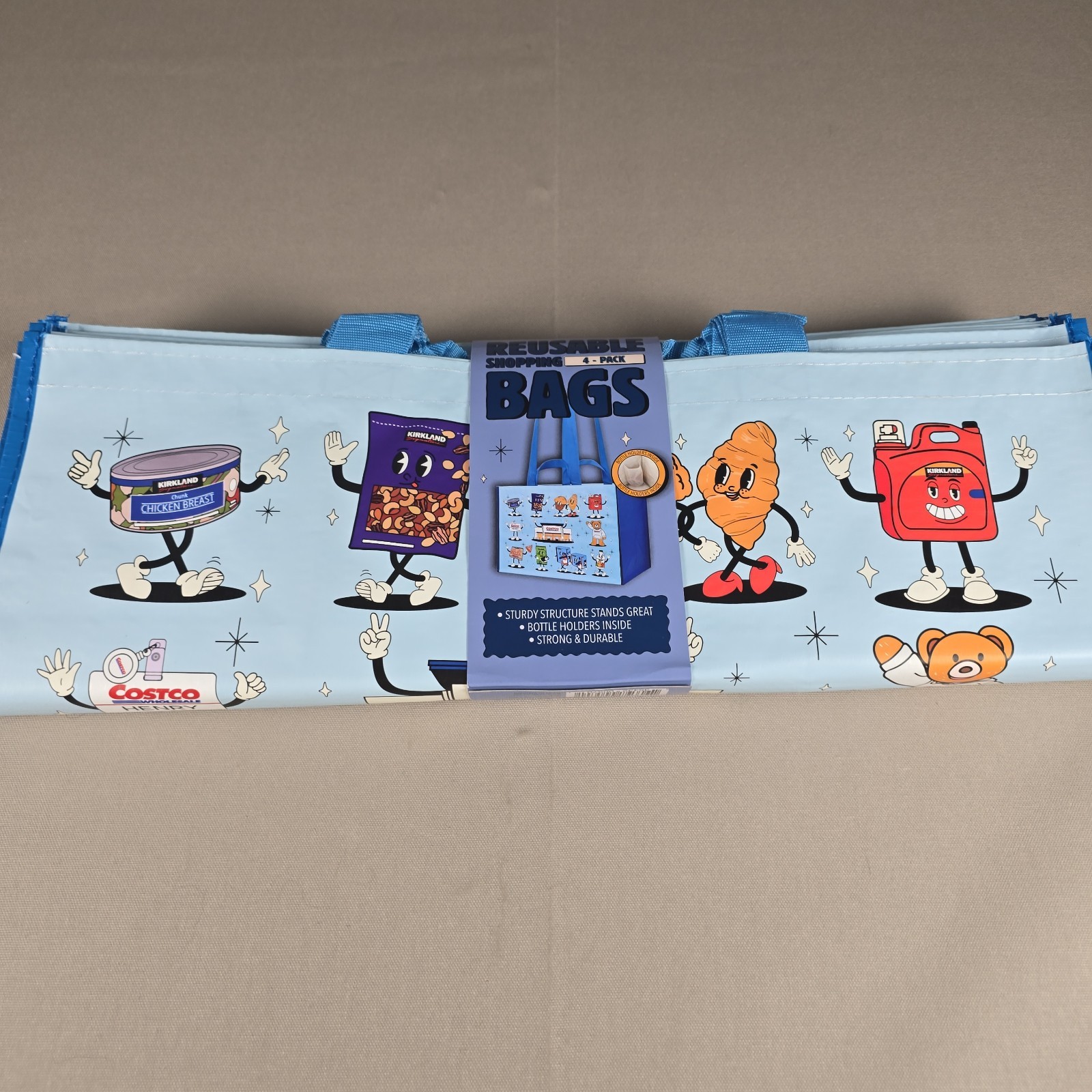 Set Of 4 Pack Costco Kirkland V2 Reusable Shopping Bag Tote NEW