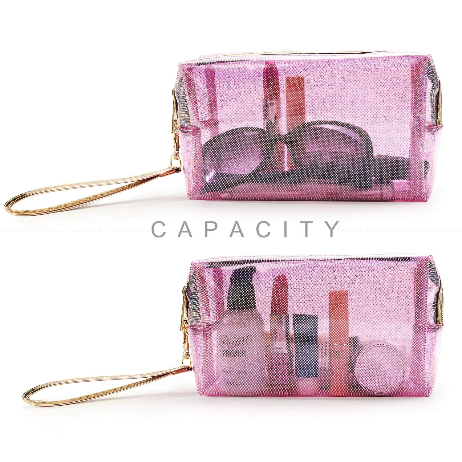 YANGROW 4Pcs Waterproof Cosmetic Bags PVC Transparent Small (4 Count), clear