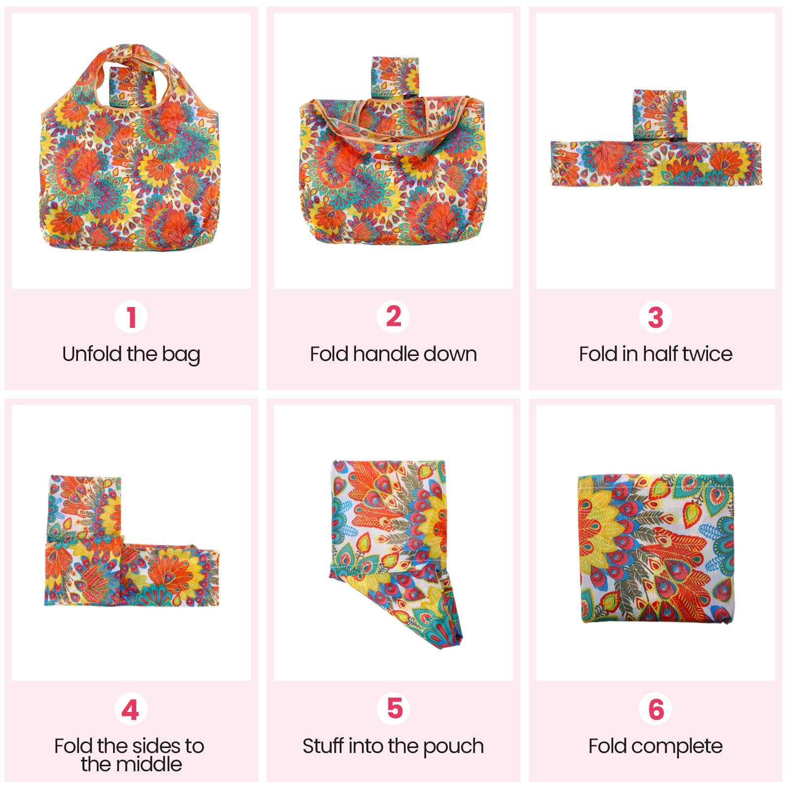 18 Pieces Foldable Reusable Shopping Bags Machine Washable Grocery Bags Water…