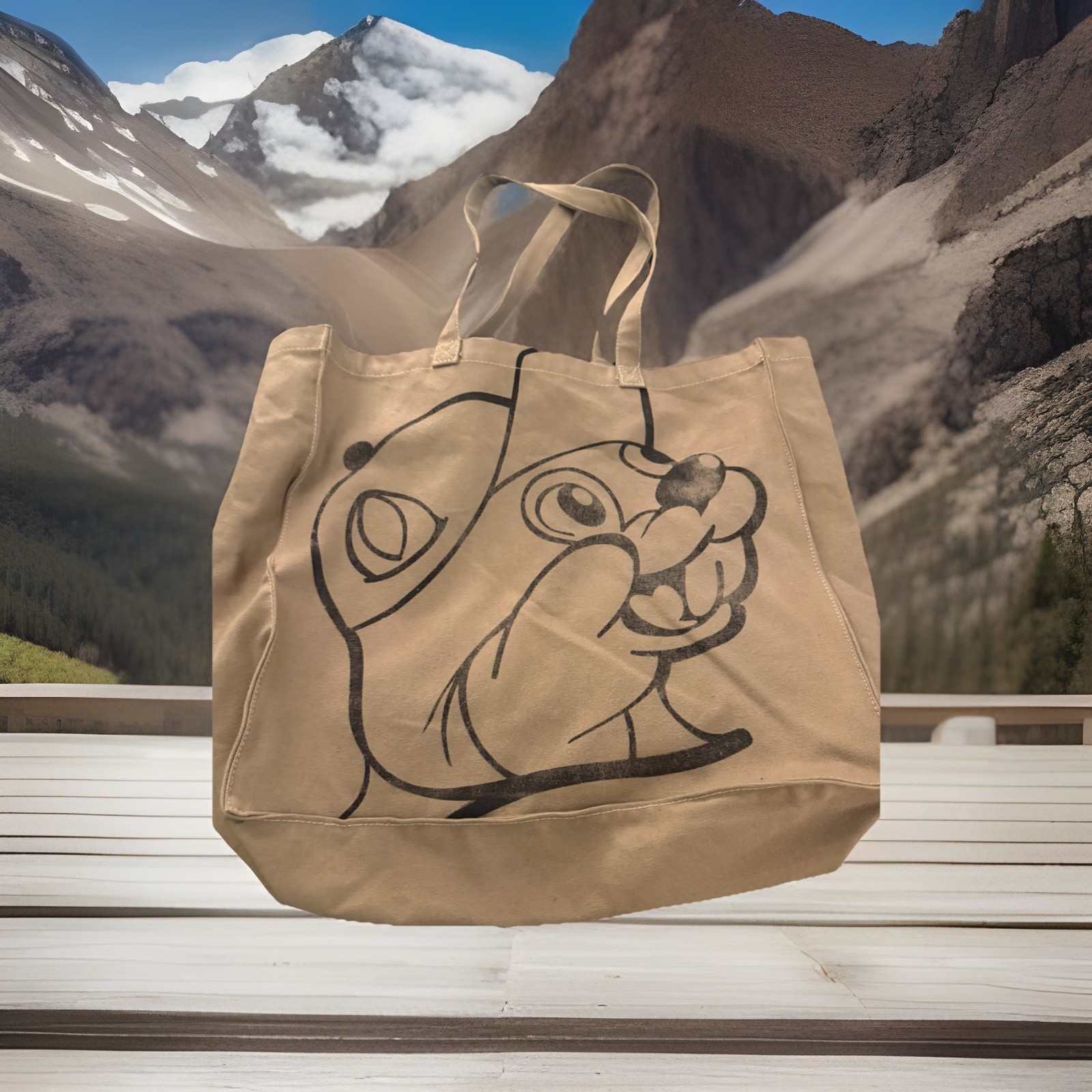 Buc-ee’s Beaver Burlap Brown Canvas Heavy Duty Reusable Bag W/handles NWOT