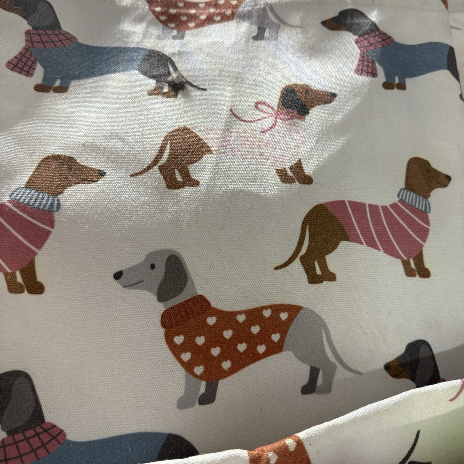NWT LARGE Canvas Dachshund Shopping Bag INCLUDING A ZIPPERED POUCH & FREE GIFT