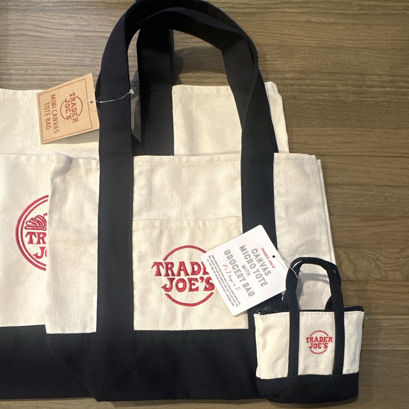 Navy Trader Joe’s Reusable Tote Shopping Bag Classic Mini Micro