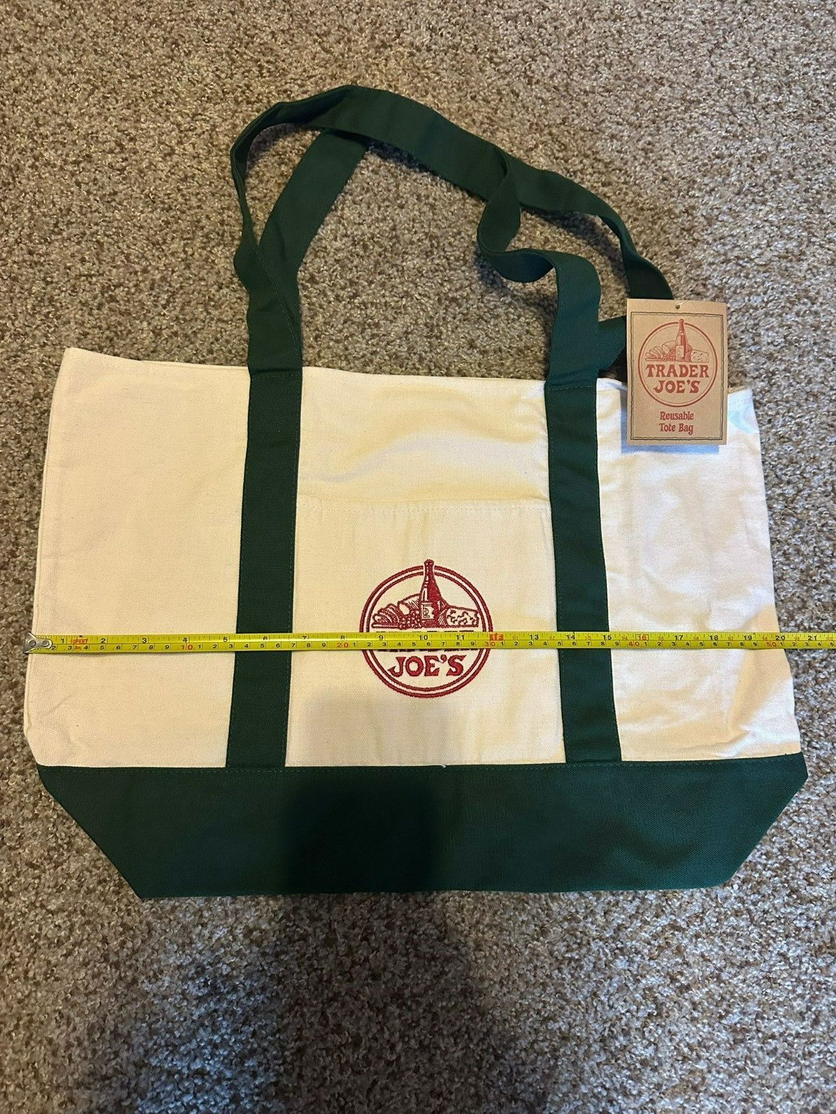 NWT Trader Joe’s Reusable Canvas Tote Bag – Heavy Duty Grocery Shopper Green