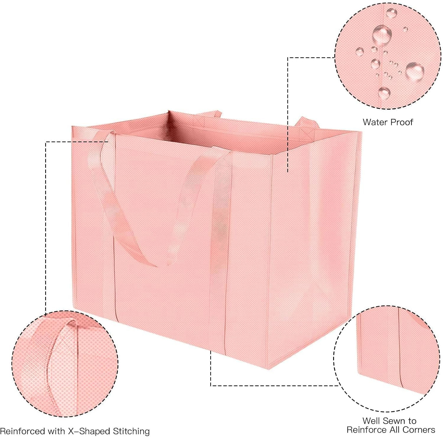 1 Pack Large Foldable Shopping Bag, 16″ W X 13″ H X 10″ D, Reusable Grocery Bag,