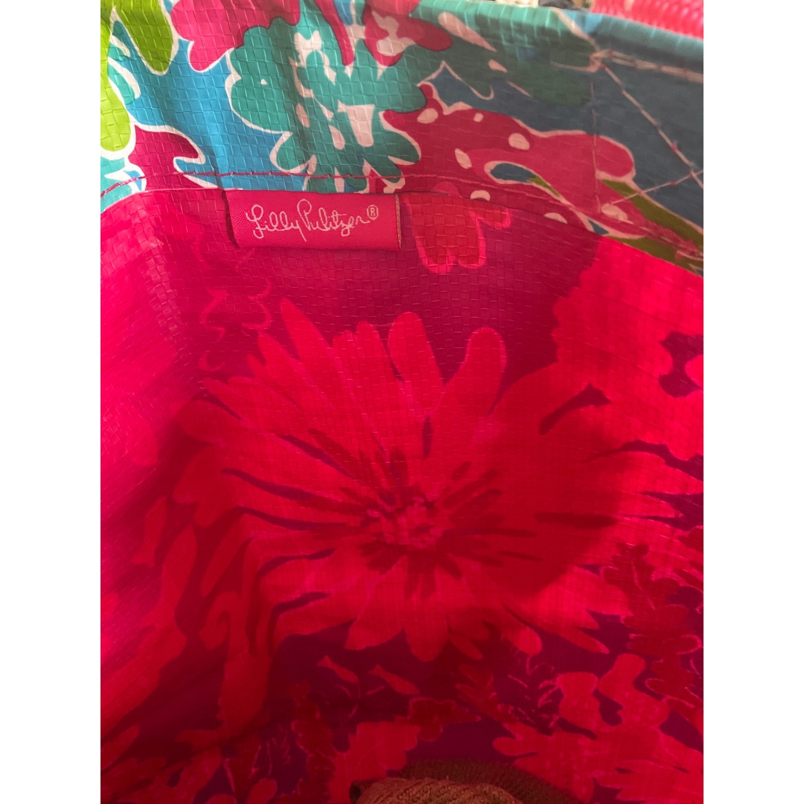 Lilly Pulitzer Sea Soiree Market Bag Reusable Shopping Tote Pink Blue Seahorse