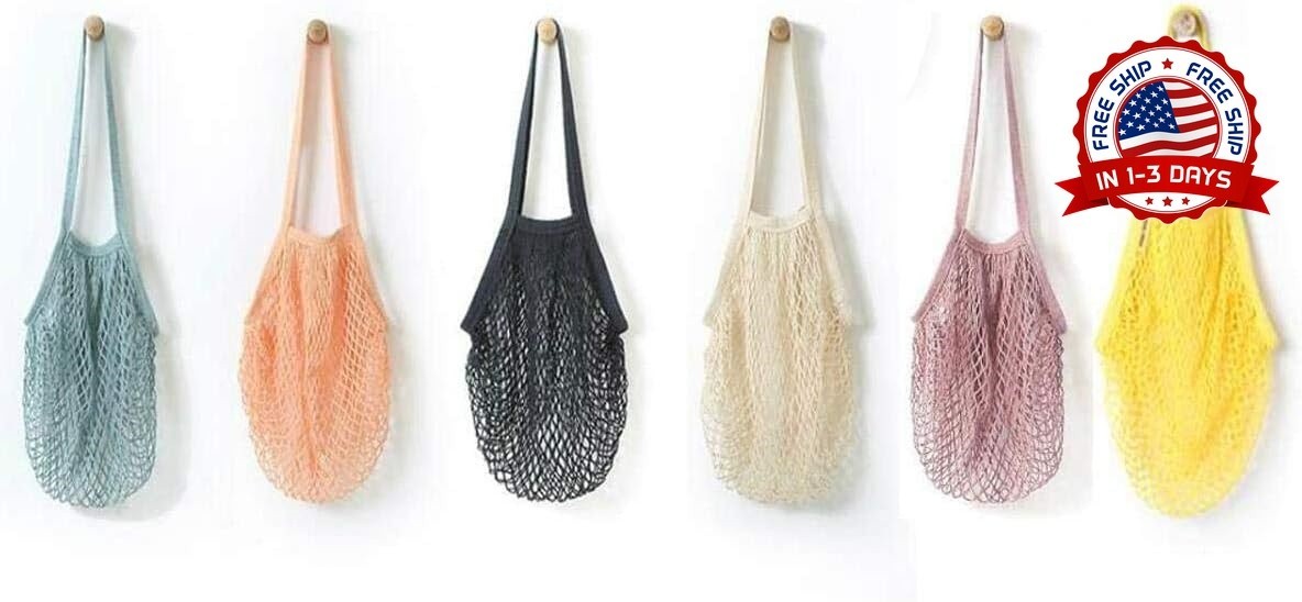 Bolsas De Malla Reutilizables Para Comestibles Paquete 6 Bolsas De Malla Algodon