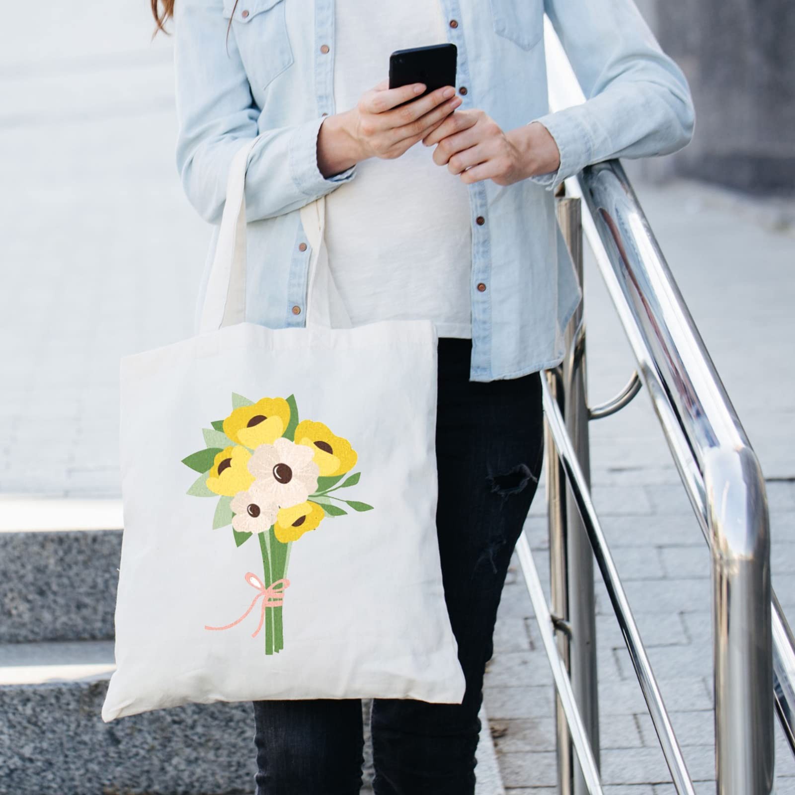 48 Pcs Canvas Tote Bags Bulk 13 x 15 Inch Plain Polyester Cotton Tote Bags with