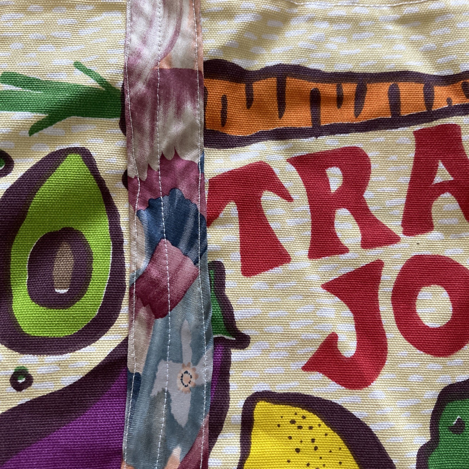 Trade Joes Tote Bag With Upcycled Tie Handles 19 1/2 X 13 X 4 1/2