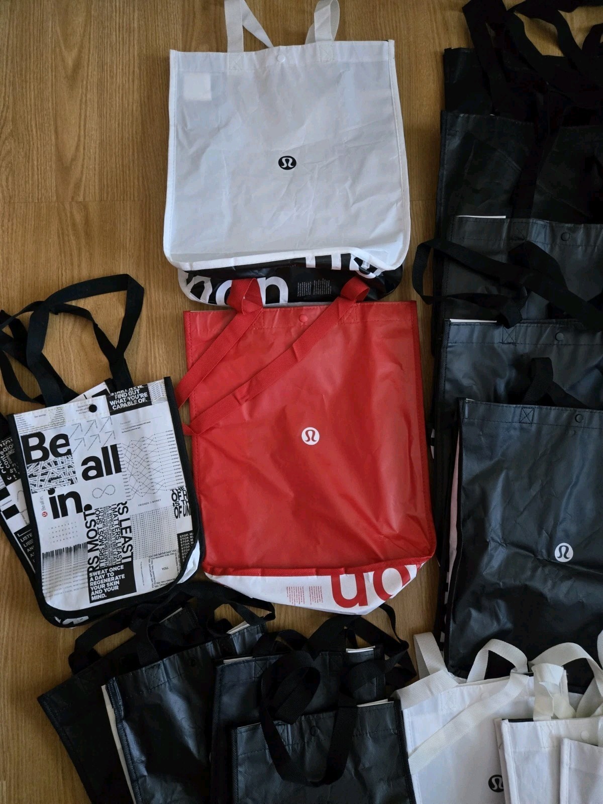 Large Lululemon Shopping Bag Lot Of 24 Small And Large Bags Assorted Colors