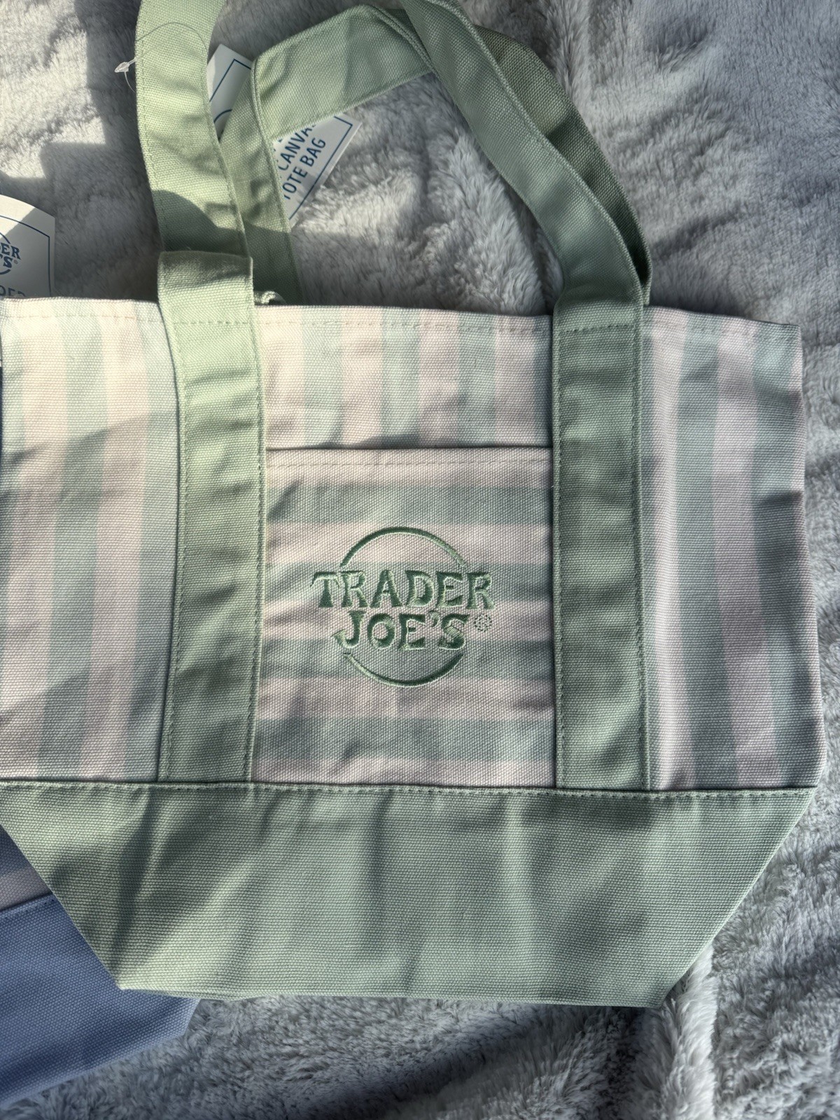 Trader Joe’s Mini Pastel Stripe Canvas Tote Bag Limited Edition Set Of 4 In Hand