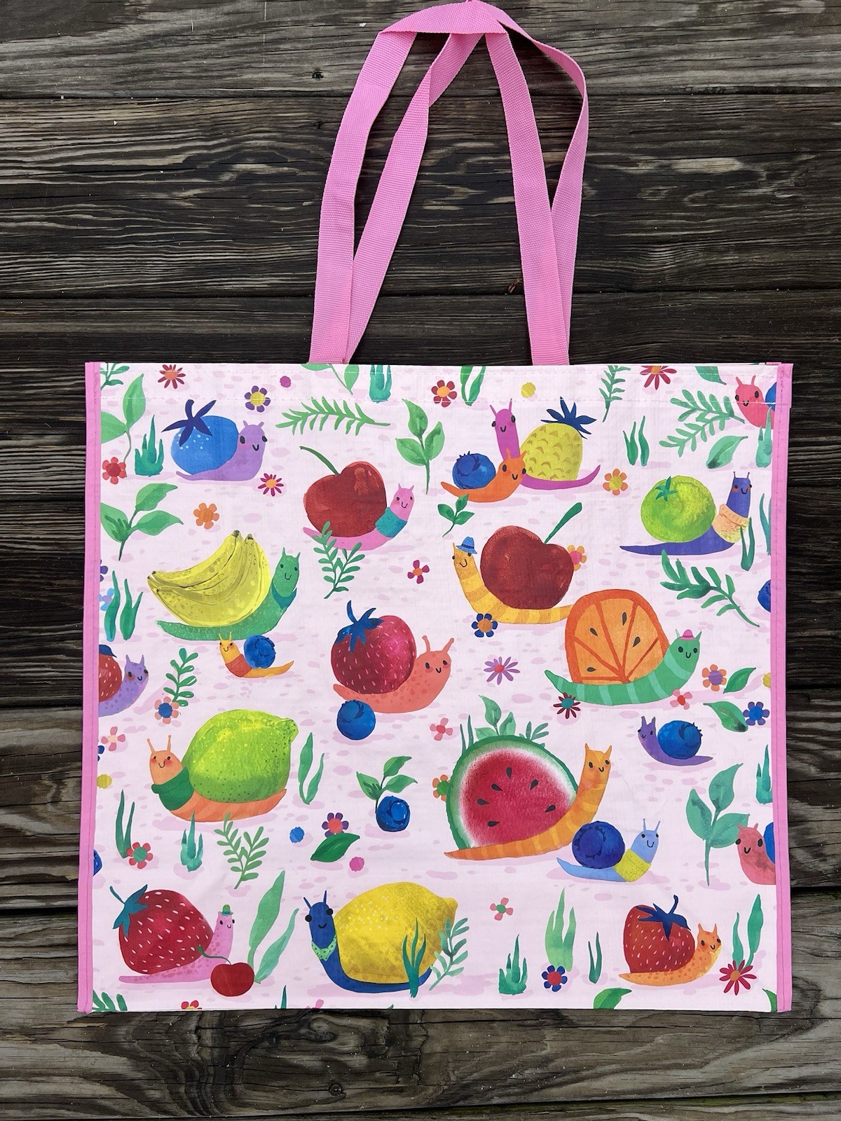 Reusable Tote Bags ~ 19″ X 18″ X 8″~ 🍋FRUITY SNAILS 🐌 ~ [TJ MAXX]