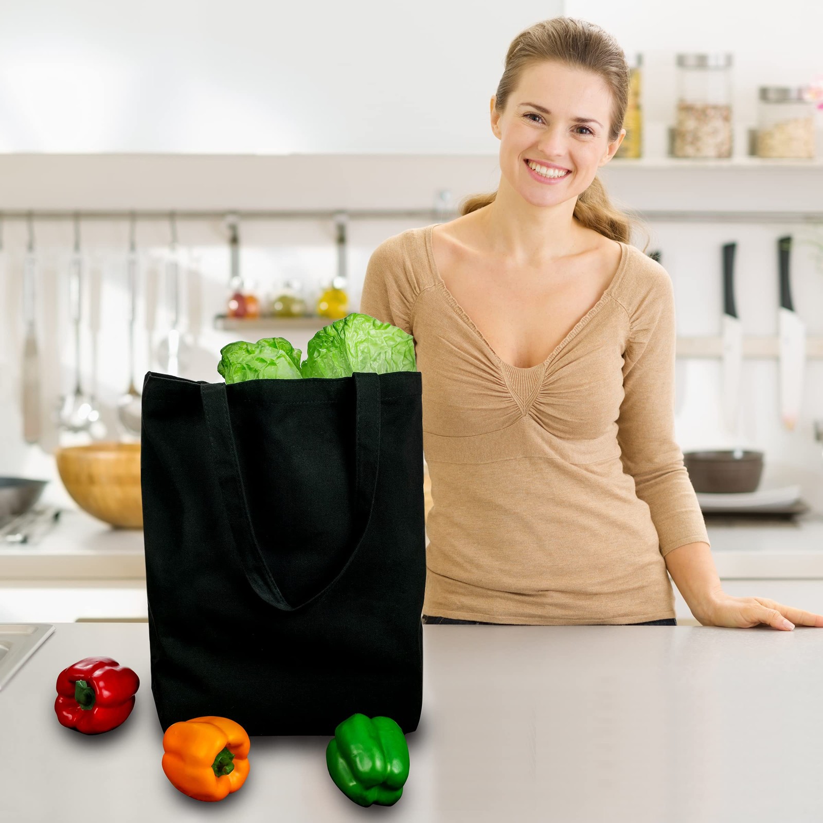 Canvas Tote Bags 2 Pcs Tote Bags Multi-Purpose Reusable Blank Canvas Bags Use…
