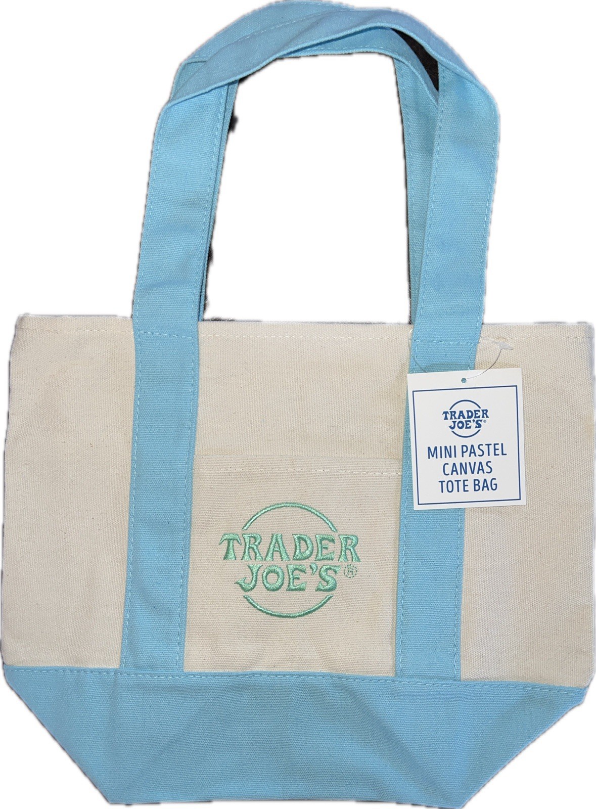 LIGHT BLUE TRADER JOE’S MINI PASTEL CANVAS TOTE BAG NEW WITH TAG