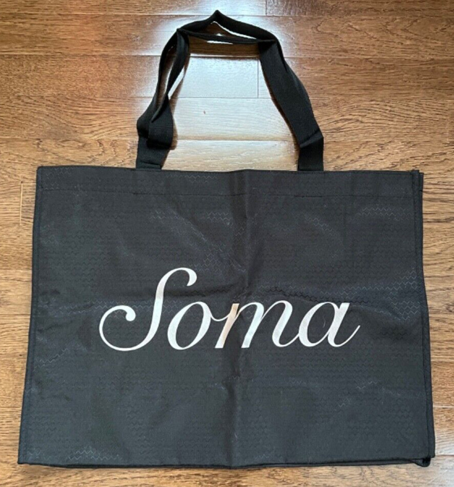 Soma Intimates reusable tote shopping bag black fabric 20″ x 14.5″ x 7.75″ NWOT