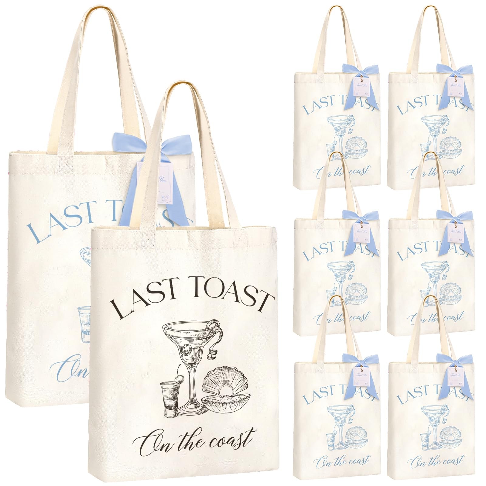 8 Pieces Bridesmaid Tote Bags for Last Toast On The Coast Bachelorette Party …