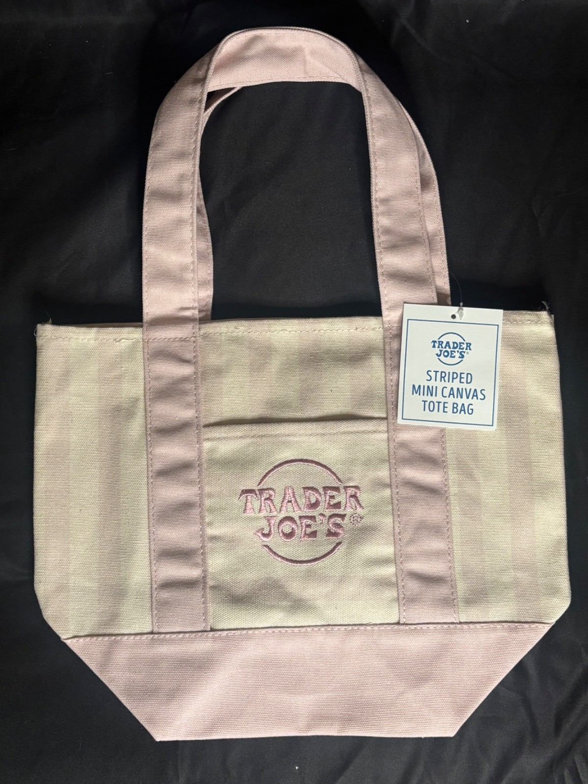 Limited Edition Summer 2026 Trader Joe’s Pale Pink Striped Mini Canvas Tote Bag