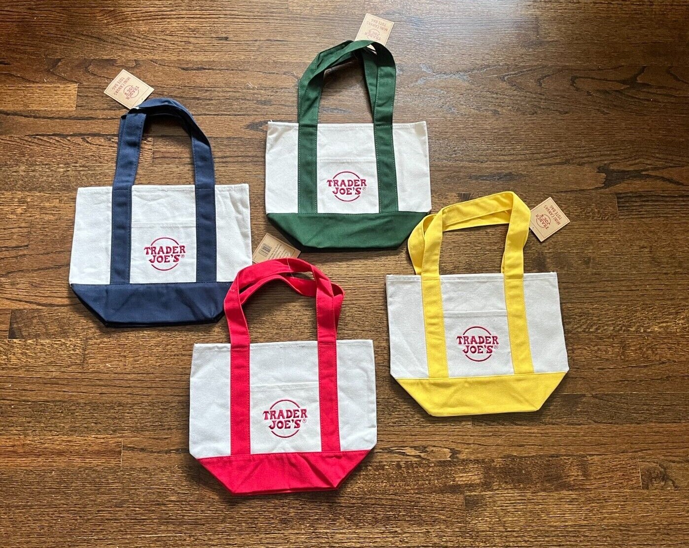 Trader Joe’s Blue, Green, Yellow, Red (Pick Your Color) Mini Canvas Tote Bag NWT