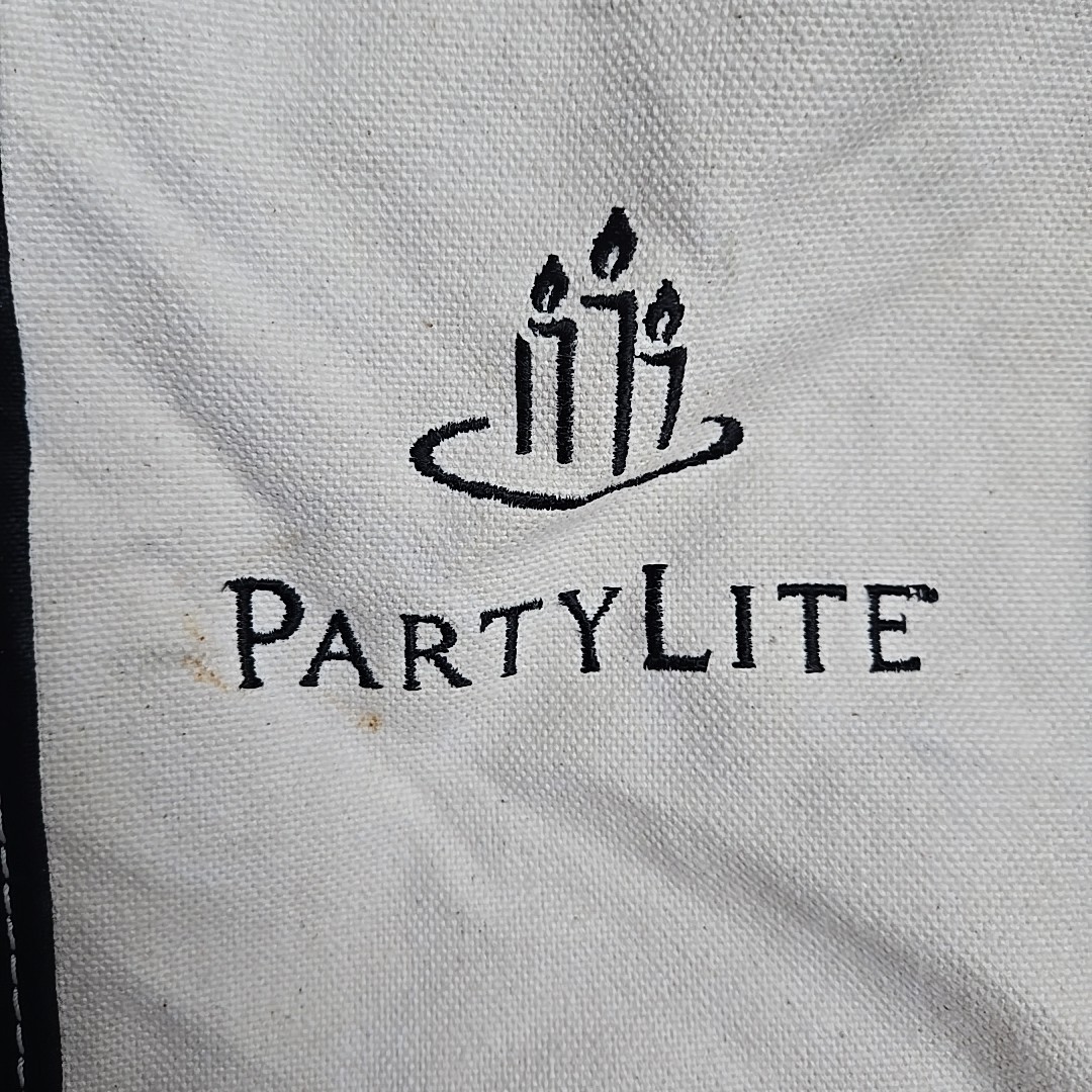 L.L. Bean Boat And Tote PartyLite Embroidered Logo White & Black Canvas Bag