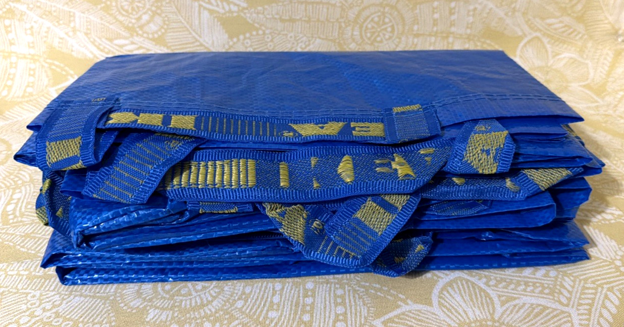 IKEA Large 5-Pack FRAKTA 19-GALLON Blue Reusable Grocery Tote Bag -FREE SHIPPING