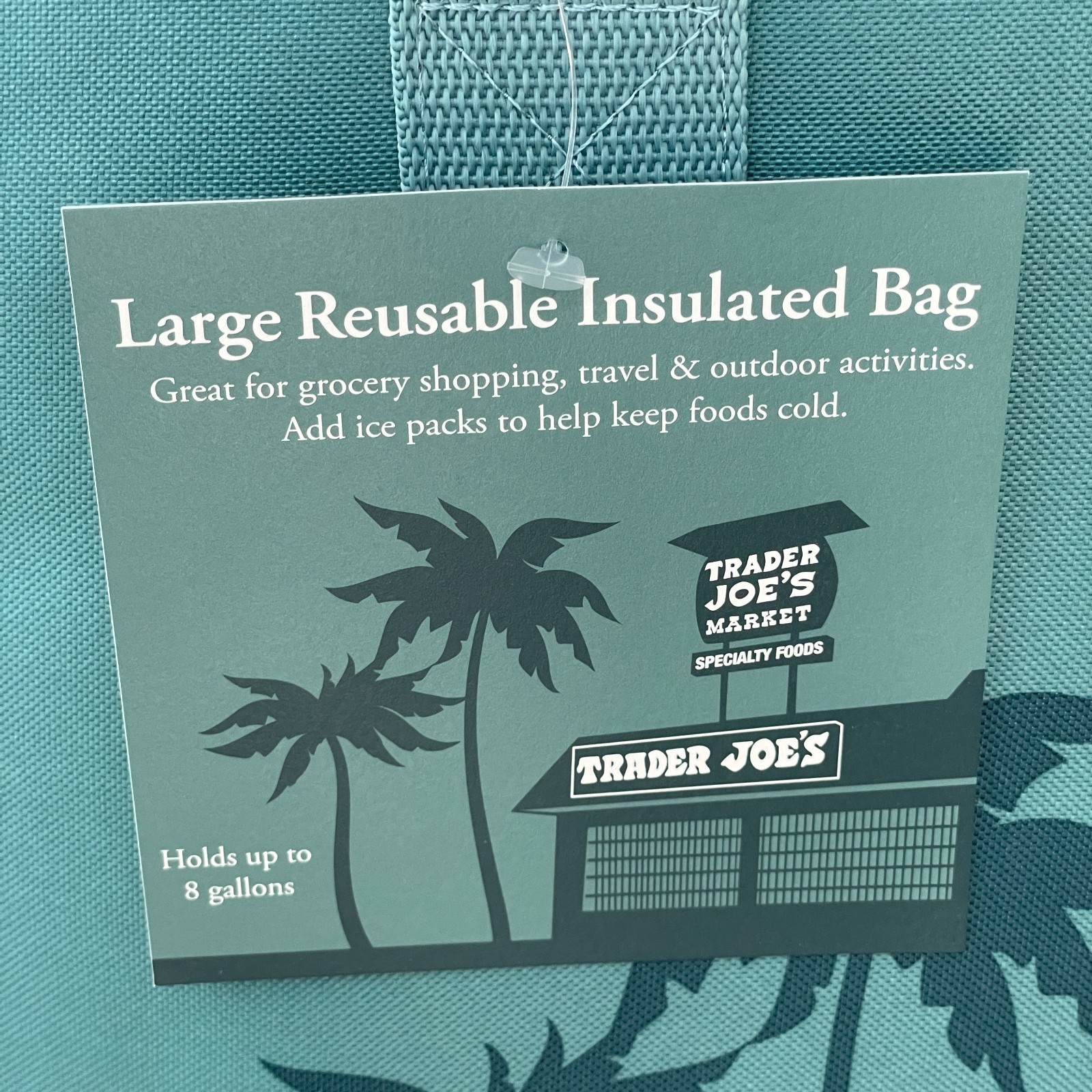 NEW Trader Joes Large Insulated Tote Cooler Bag Dusty Blue 8 Gallons