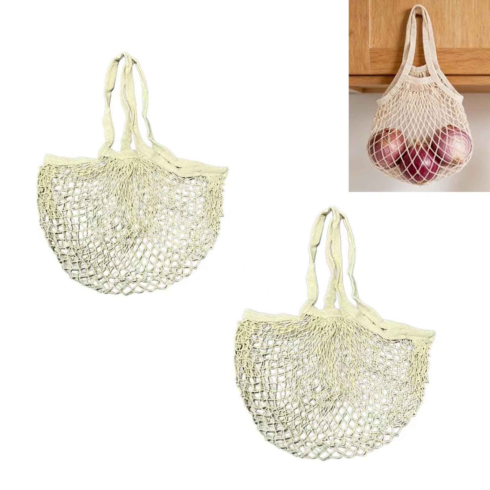 ZHQZZPH 2 Pack Reusable Produce Bags | Mesh Net Washable 4.2 Gallons, White