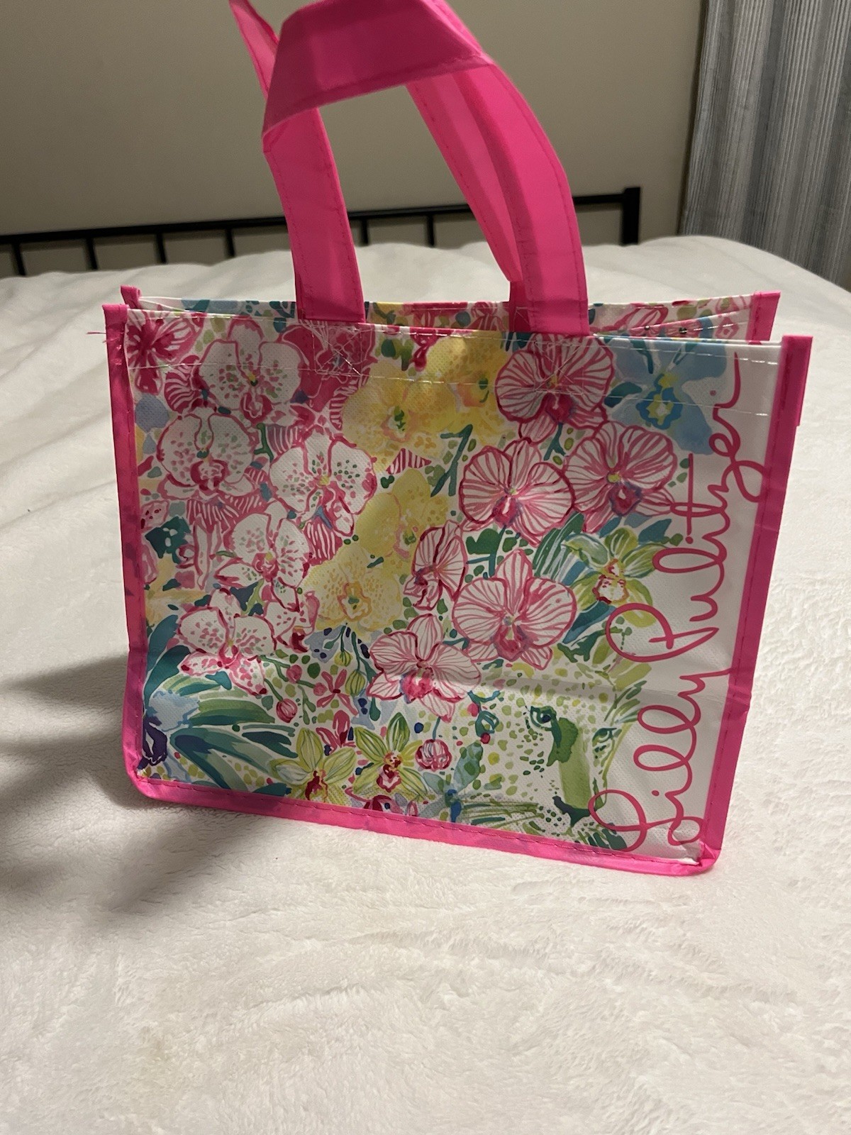 LILLY PULITZER Floral Orchids Garden Pink Reusable Tote Handle Shopping Bag
