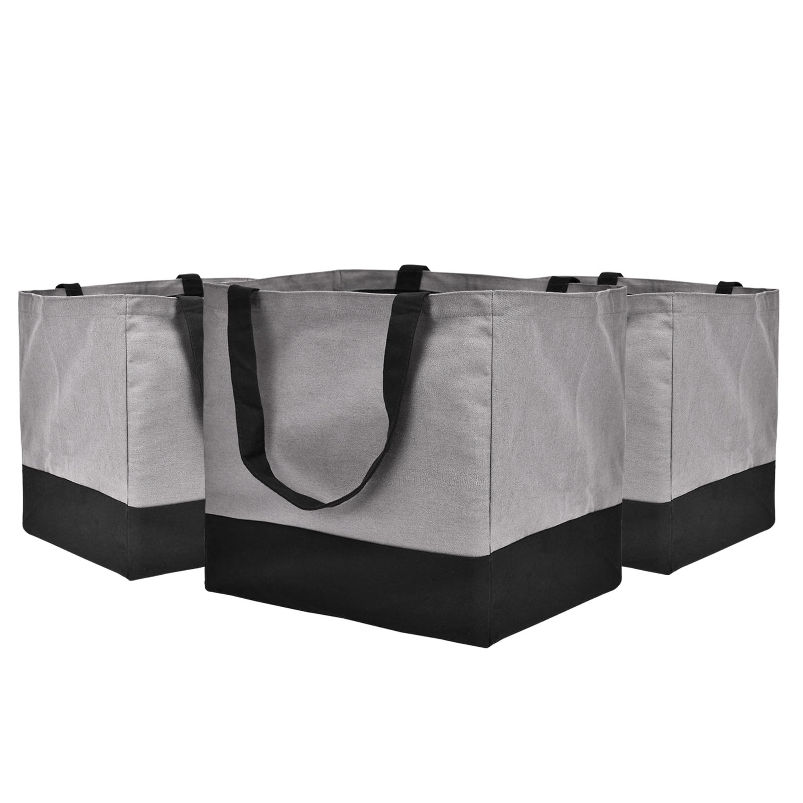 3 Pack Canvas Reusable Grocery Bags Heavy Duty, 8.3 gal Foldable Large Tote Bag