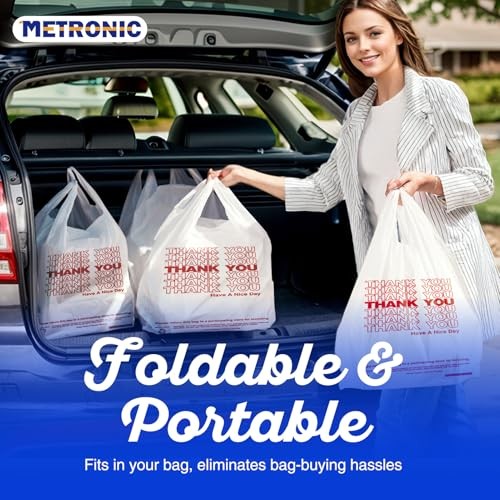 Thank You Bags with Handles, 11.5″ x 6.5″ x 21″ Plastic Carry 1000 Count White