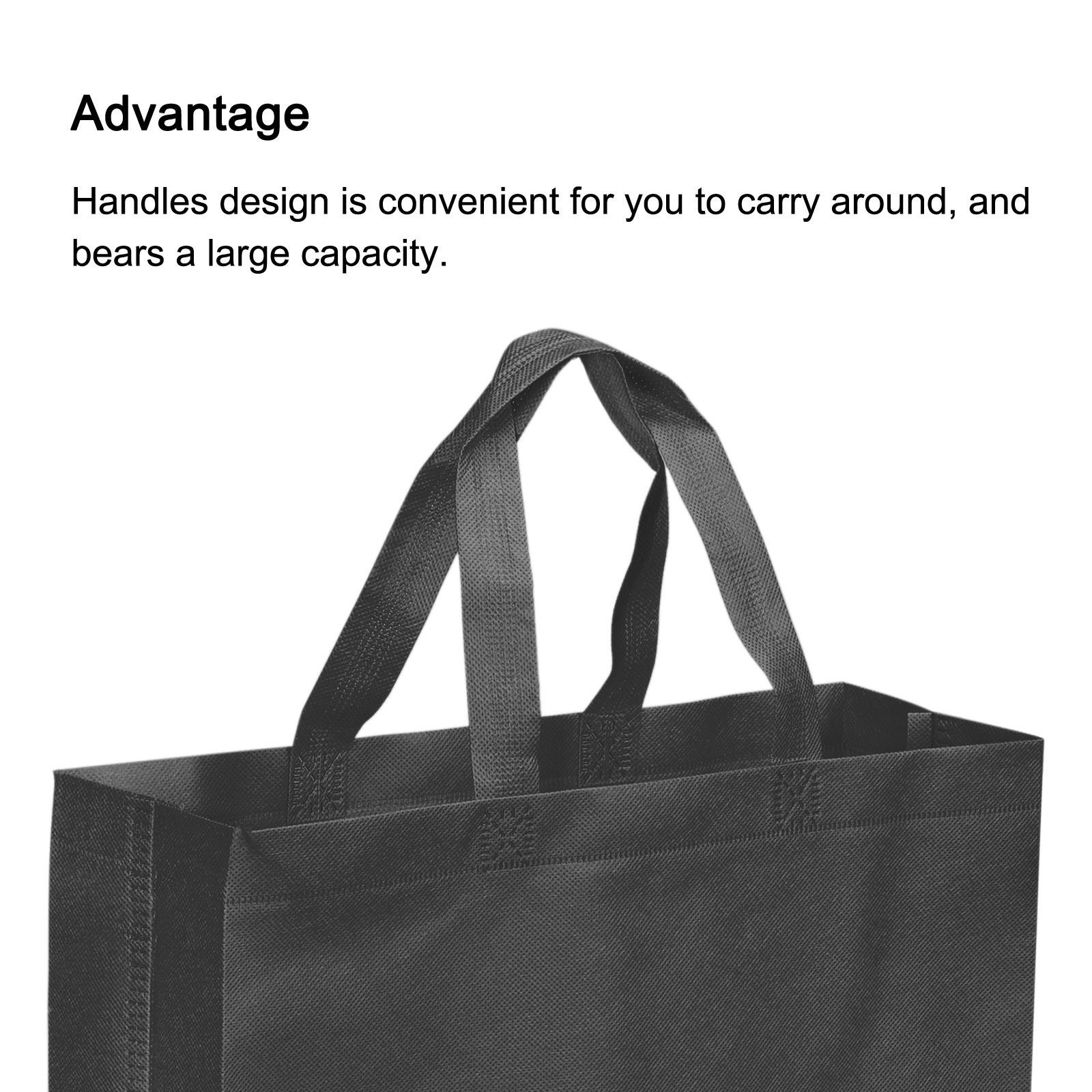 25x35cm Reusable Gift Bag, 10Pcs Horizontal Style Non-Woven, Black