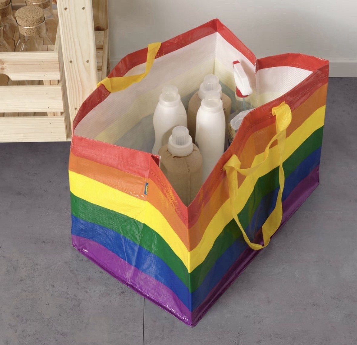 2 Large Rainbow 🌈 IKEA Bags Pride Queer Month Sturdy Shopping Storage Donate