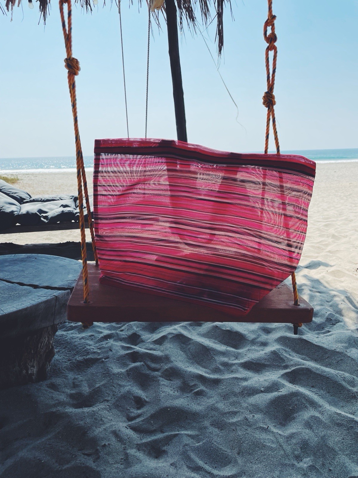Foldable Striped Reusable Shopping Bag Red Multicolor Synthetic Fabric