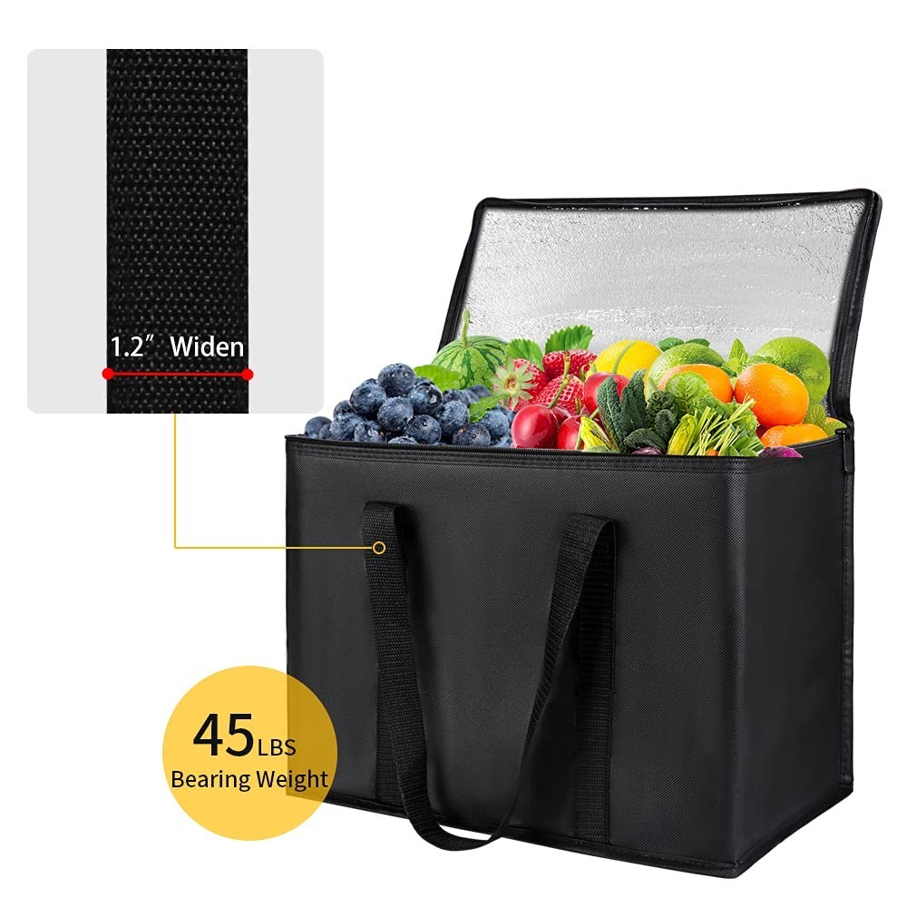 Insulated Reusable Grocery Bags, 16W x 13H x 9D, X-Large Tote Bag for Shoppin…
