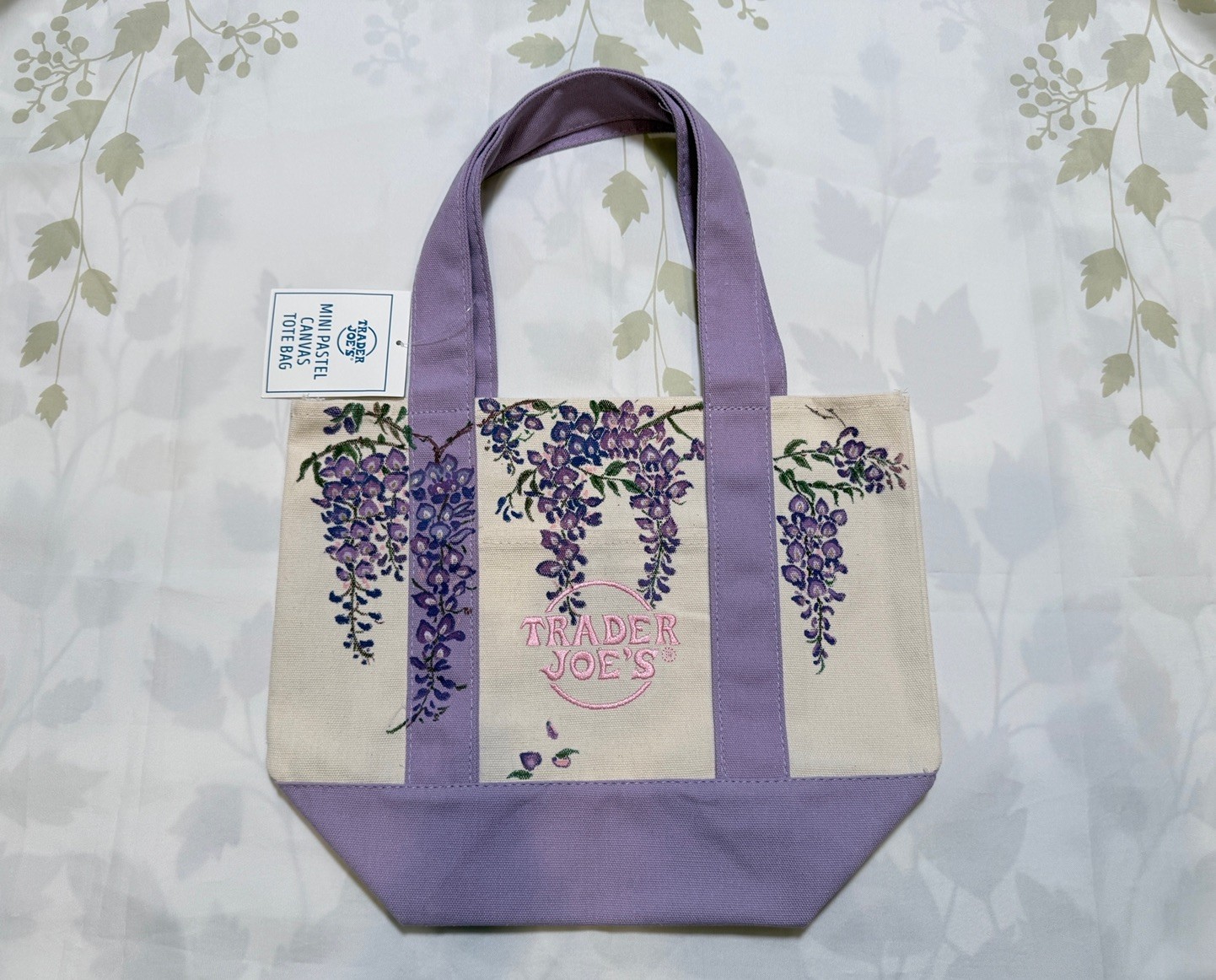 Trader Joe’s Mini Canvas Tote Bag Spring 2026 Hand Painted NWT