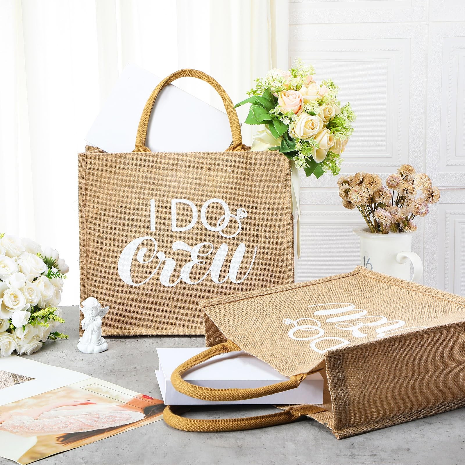10 Pieces Bridesmaid Gift Bags Bachelorette Tote Bags with Handles Large Burl…