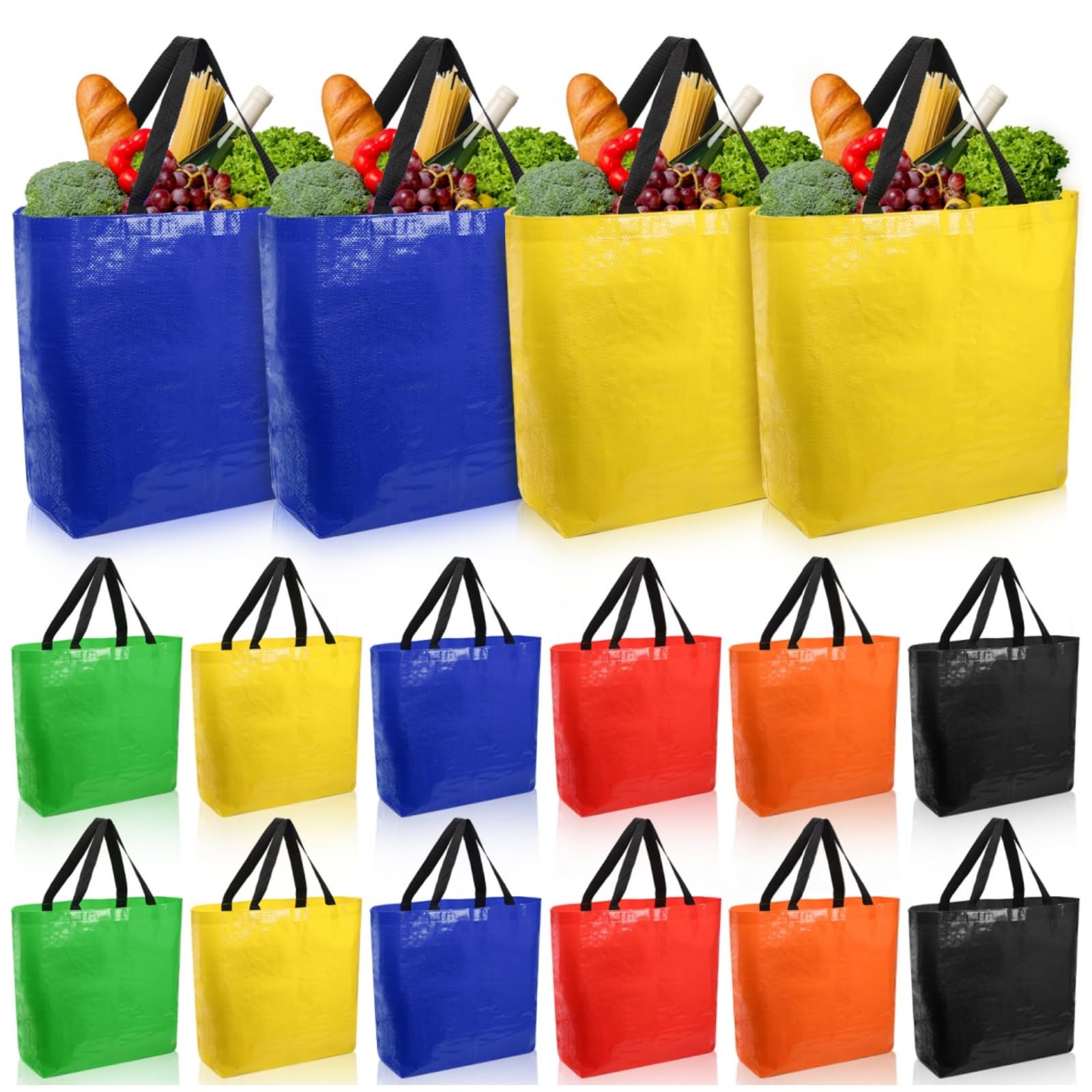 12 Pieces Reusable Grocery Bags XL Heavy Duty Plastic Shopping Bag Bulk Hold …