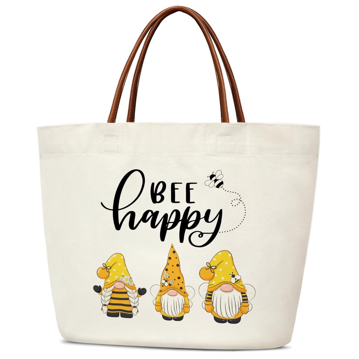 Bee Happy Tote Bag, Bee Gifts Gnomes Gifts for Teen Friend Mom Wife, Funny Gn…