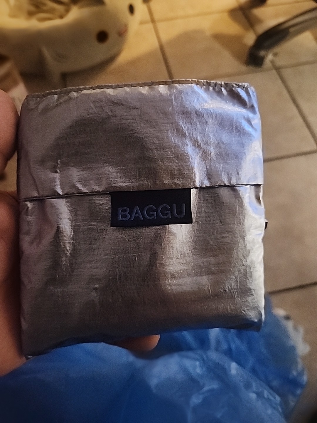BAGGU Standard Bag Metallic Silver Eco Bag Tote Bag Japan Exclusive New